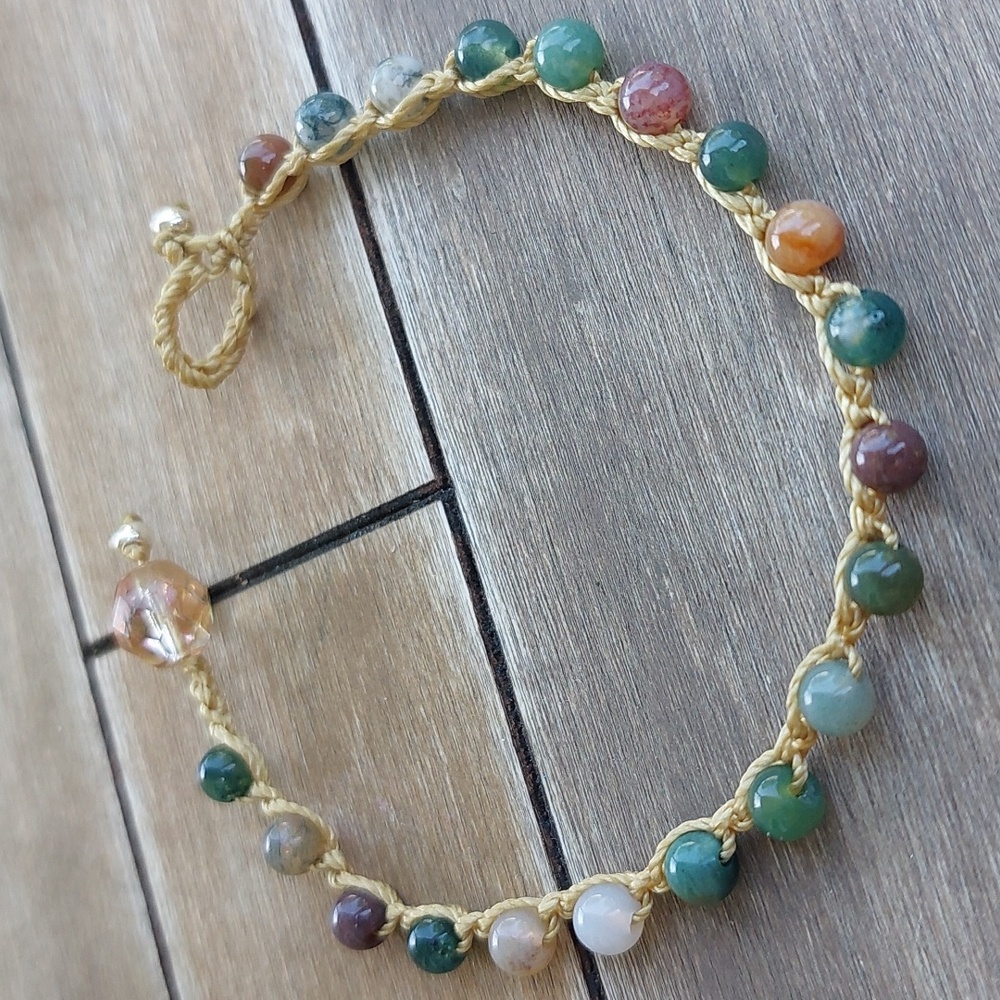 Handcrafted Agate Bead Crochet Bracelet by Rust Belt Raised